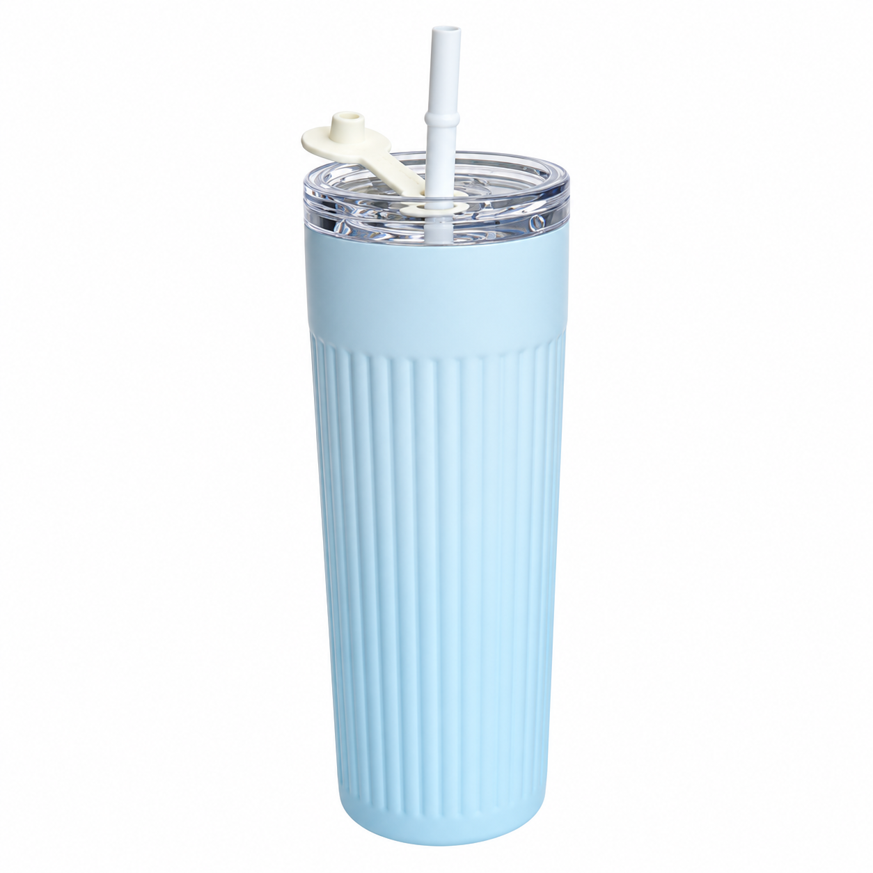 17 Oz Fluted Stainless Steel Straw Tumbler