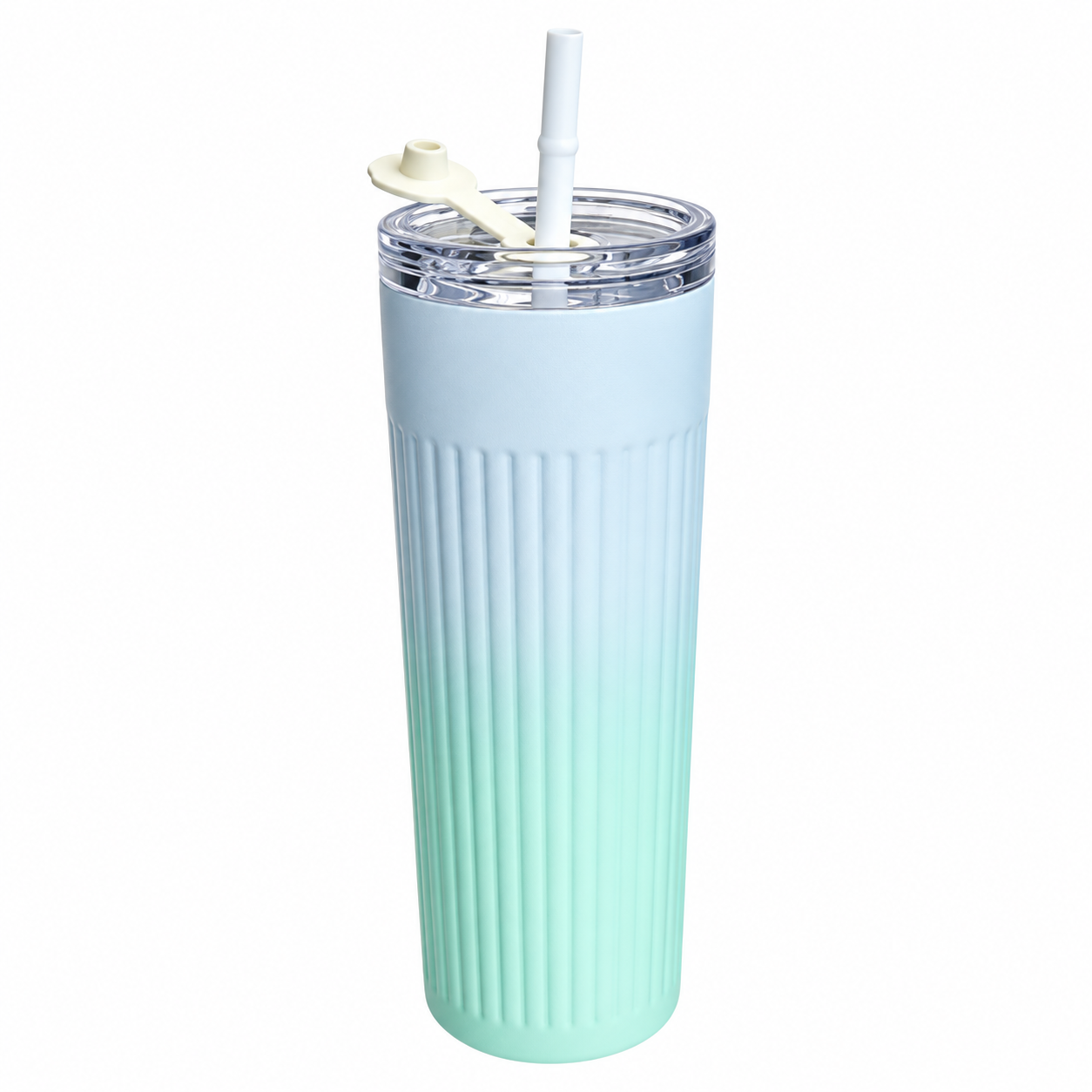 17 Oz Fluted Stainless Steel Straw Tumbler