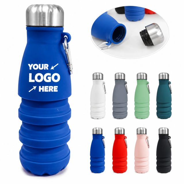 19 Oz Collapsible Silicone Travel Bottle With Metal Cap