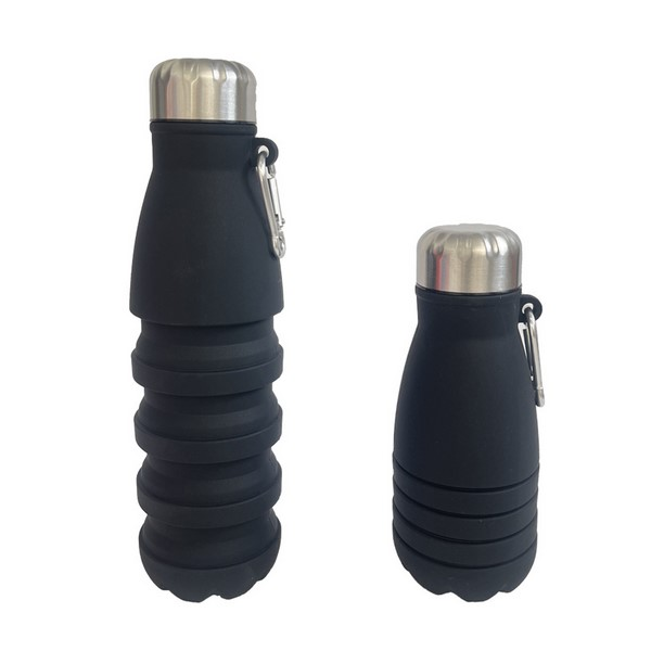19 Oz Collapsible Silicone Travel Bottle With Metal Cap