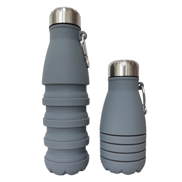 19 Oz Collapsible Silicone Travel Bottle With Metal Cap