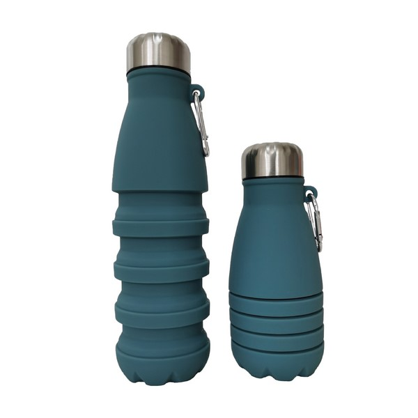 19 Oz Collapsible Silicone Travel Bottle With Metal Cap