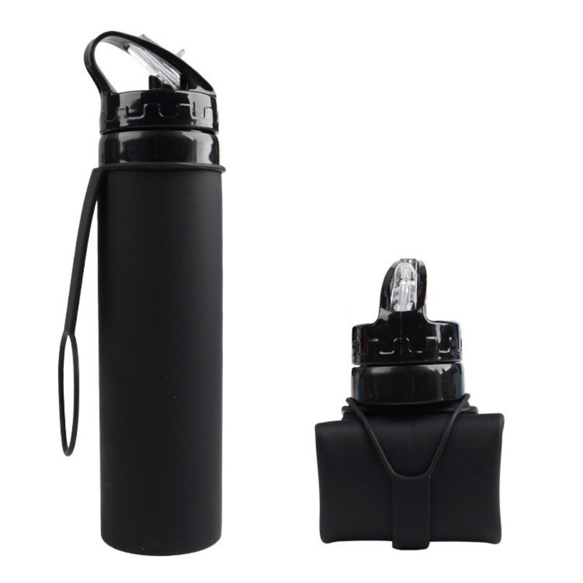 20 Oz Collapsible Silicone Sports Bottle With Carry Strap