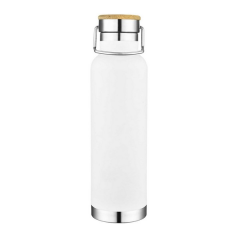 22 Oz Double-Wall Vacuum Stainless Steel Bottle With Bamboo Lid