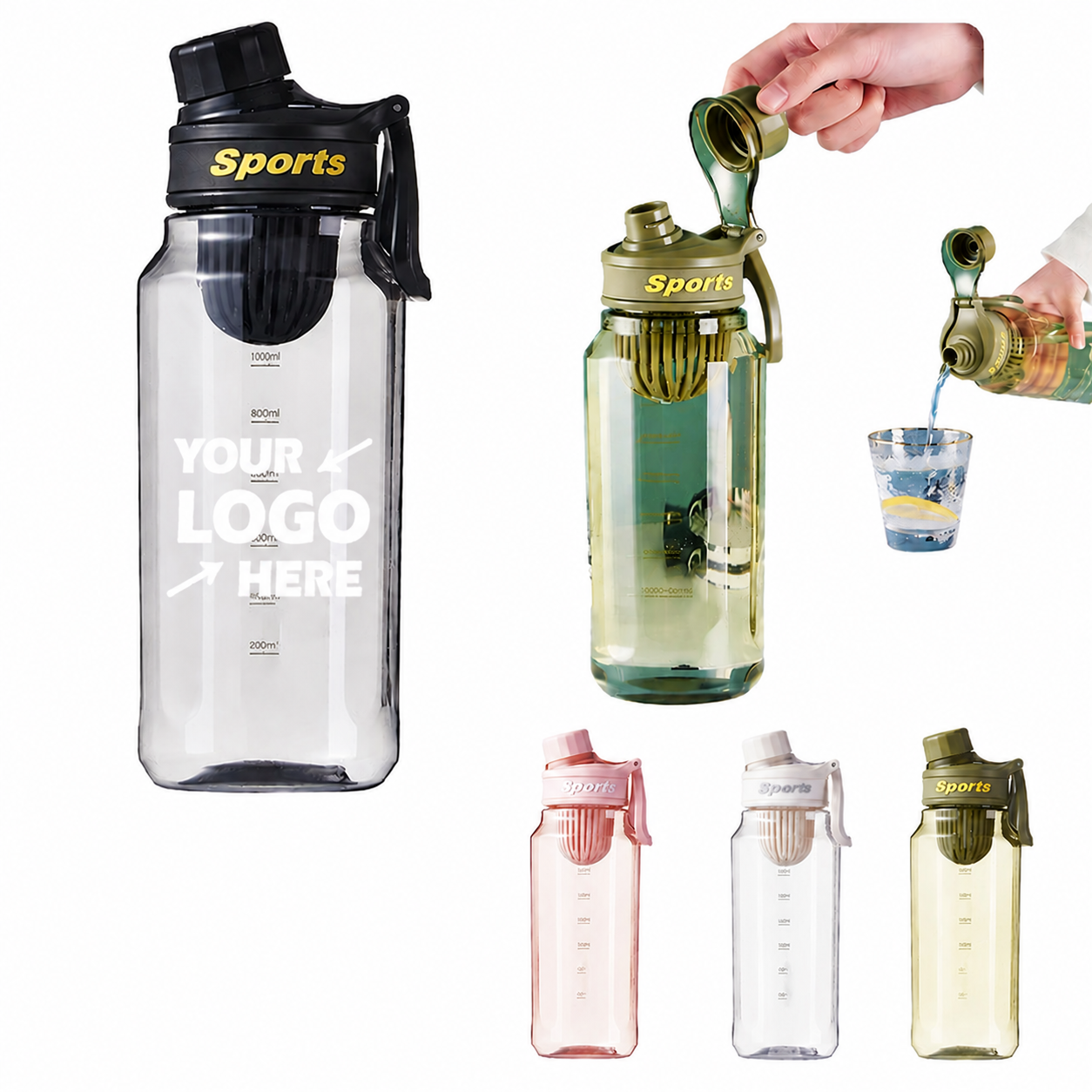 25 Oz Sports Water Bottle With Handle And Tea Filter