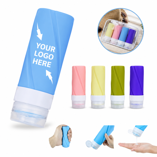 4-Piece Refillable Silicone Toiletry Bottle Travel Set