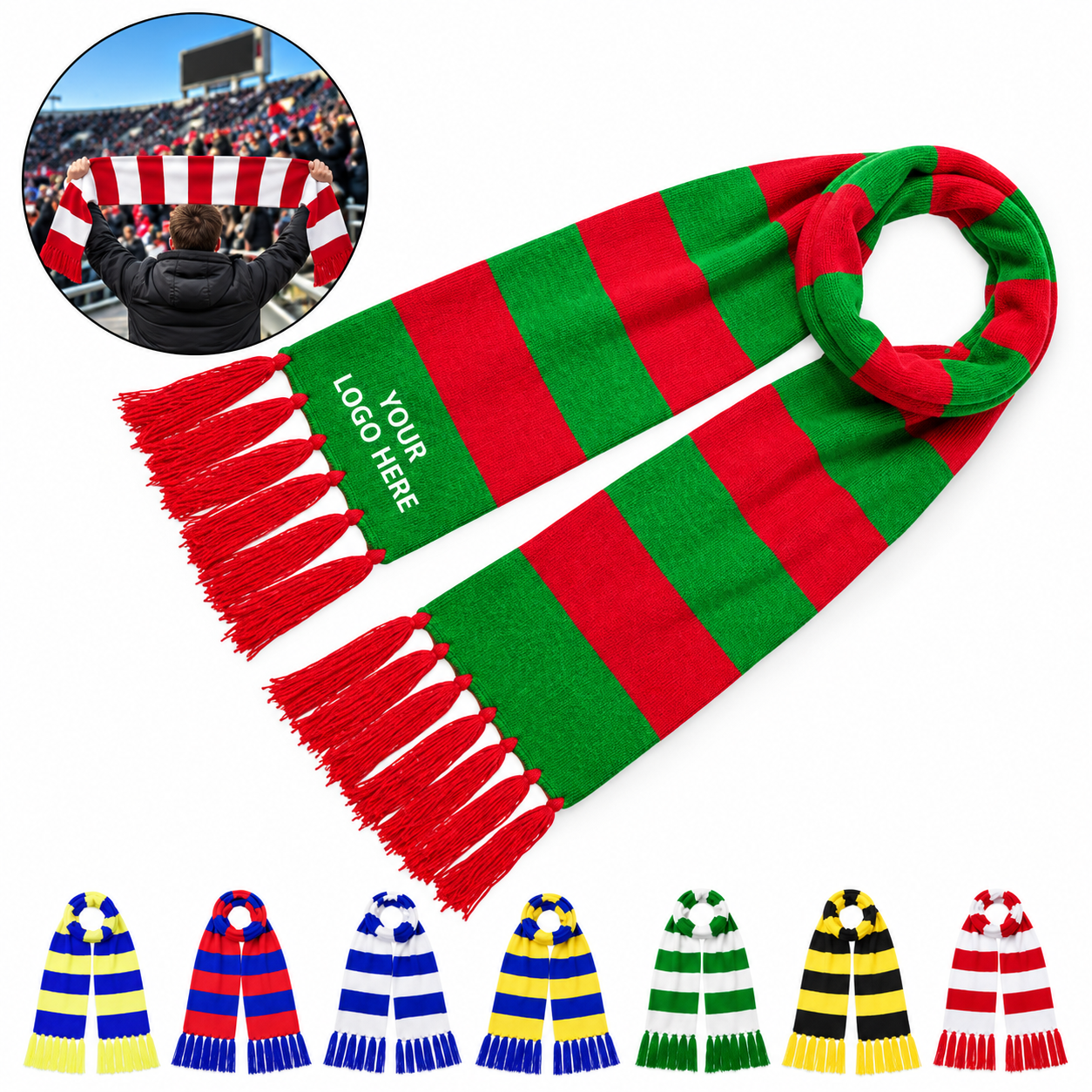 Acrylic Spandex Knit Christmas Tassel Scarf