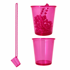 Beaded Party Necklace with Plastic Shot Glass