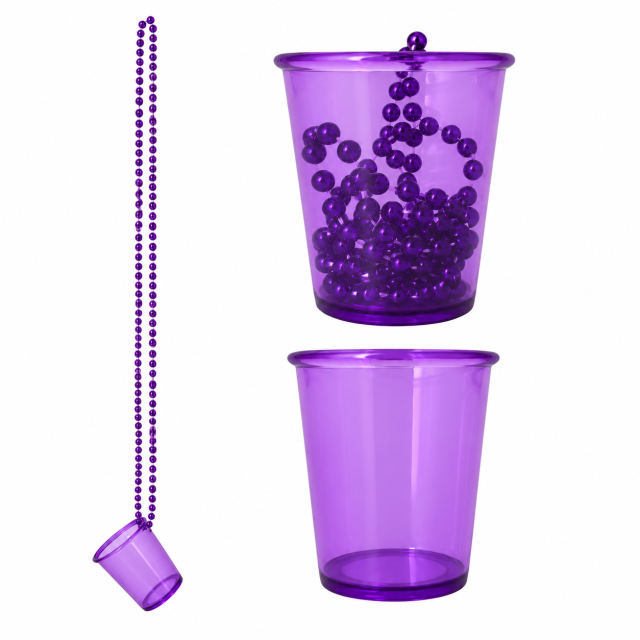 Beaded Party Necklace with Plastic Shot Glass