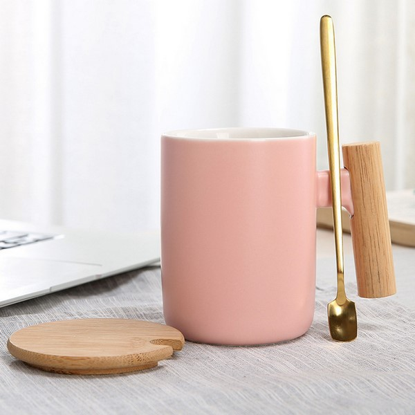 Ceramic Mug With Natural Wood Handle