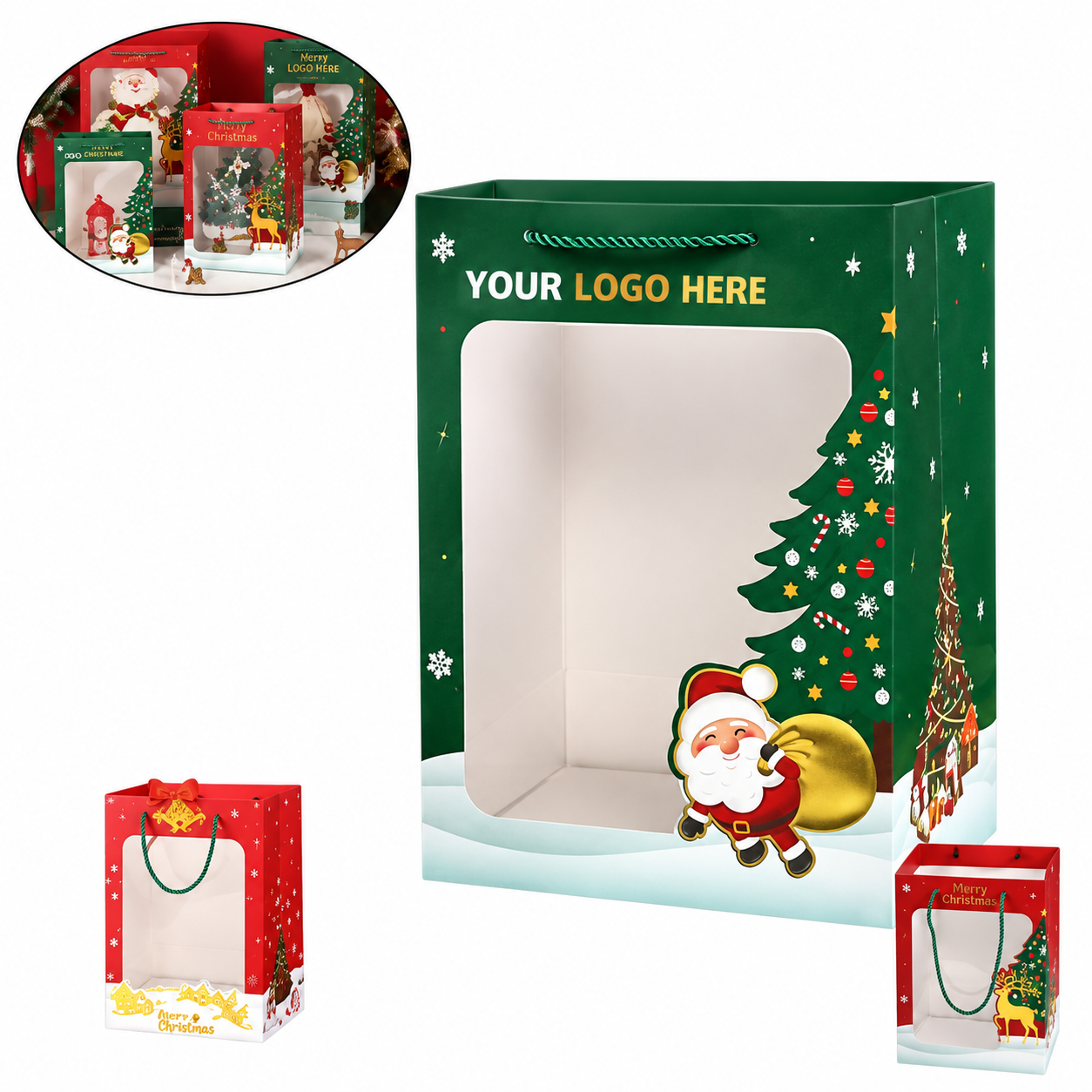 Christmas Cardstock Gift Tote Bag