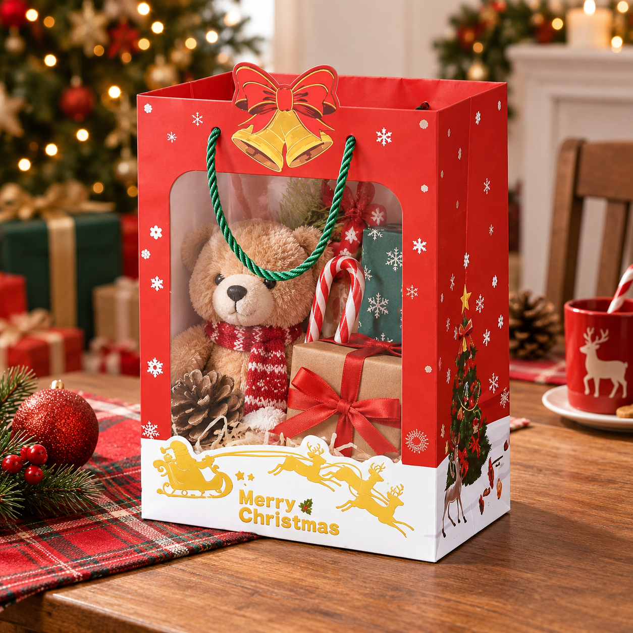 Christmas Cardstock Gift Tote Bag