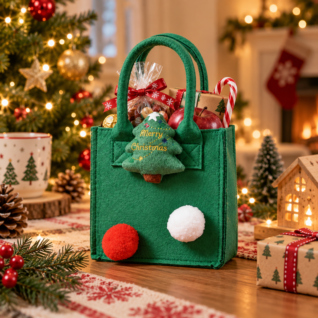Christmas Felt Plush Gift Tote Bag