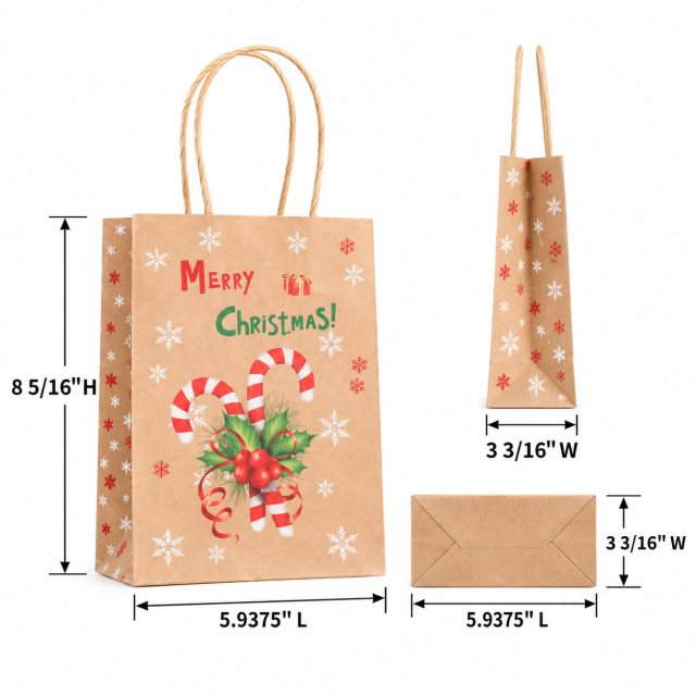 Christmas Kraft Paper Gift Shopping Bag
