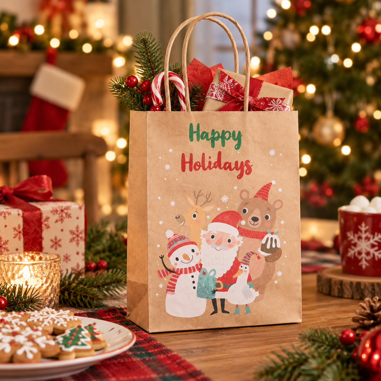 Christmas Kraft Paper Gift Shopping Bag