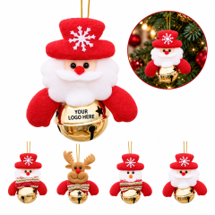 Christmas Santa Snowman Hanging Bell Ornament