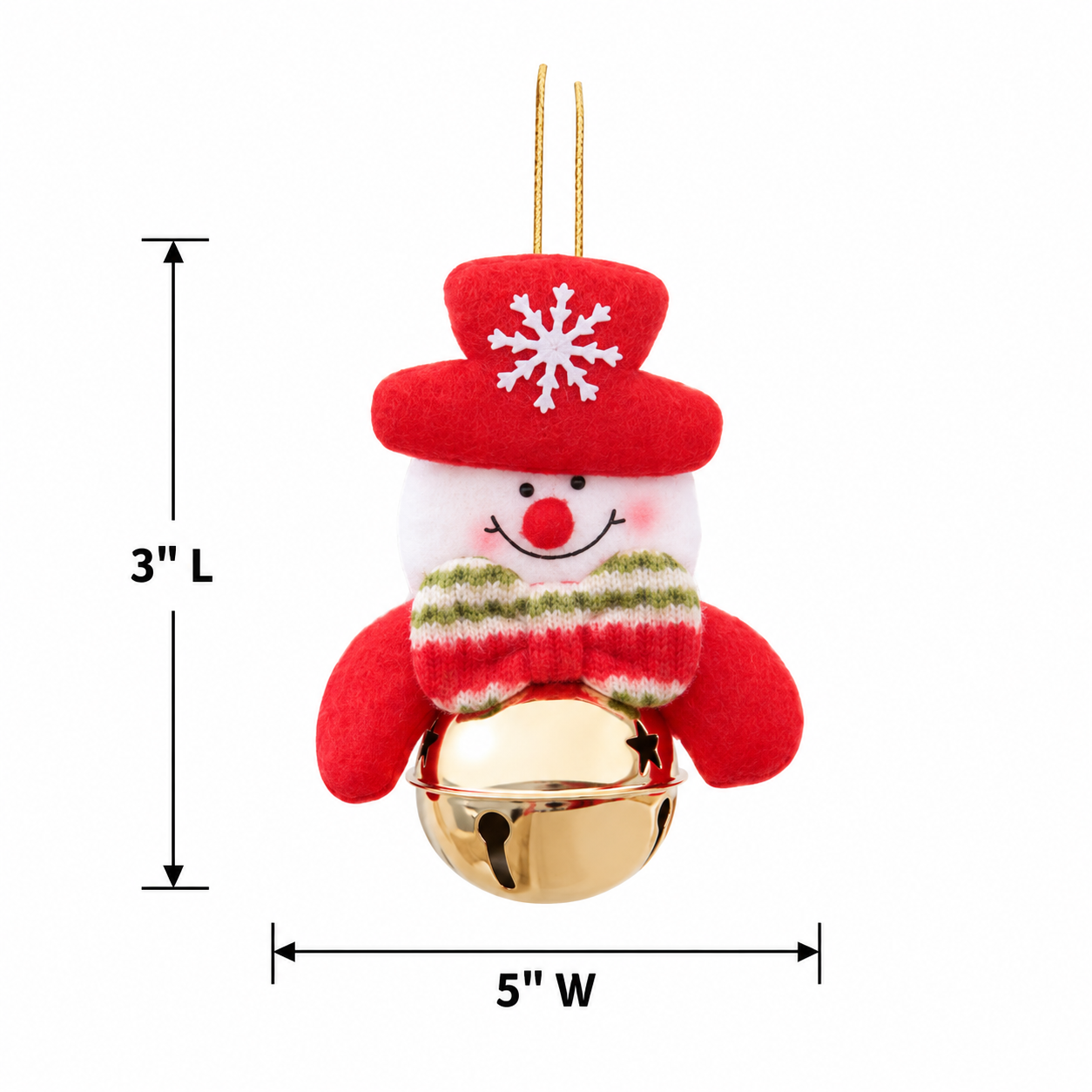 Christmas Santa Snowman Hanging Bell Ornament