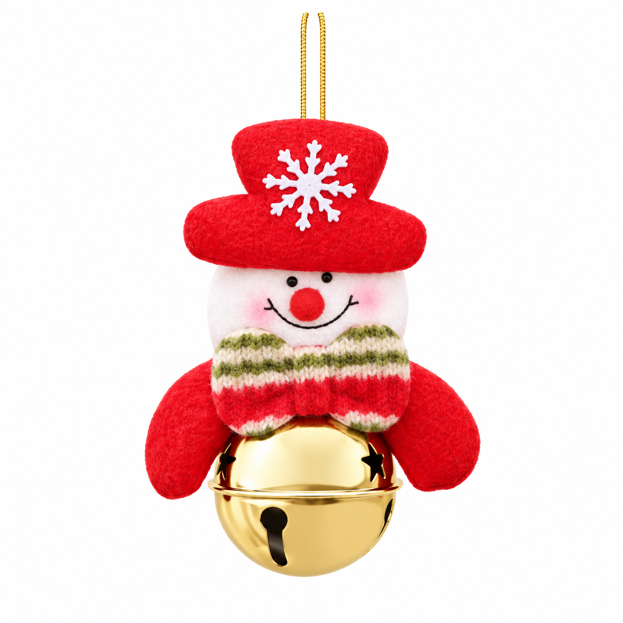 Christmas Santa Snowman Hanging Bell Ornament