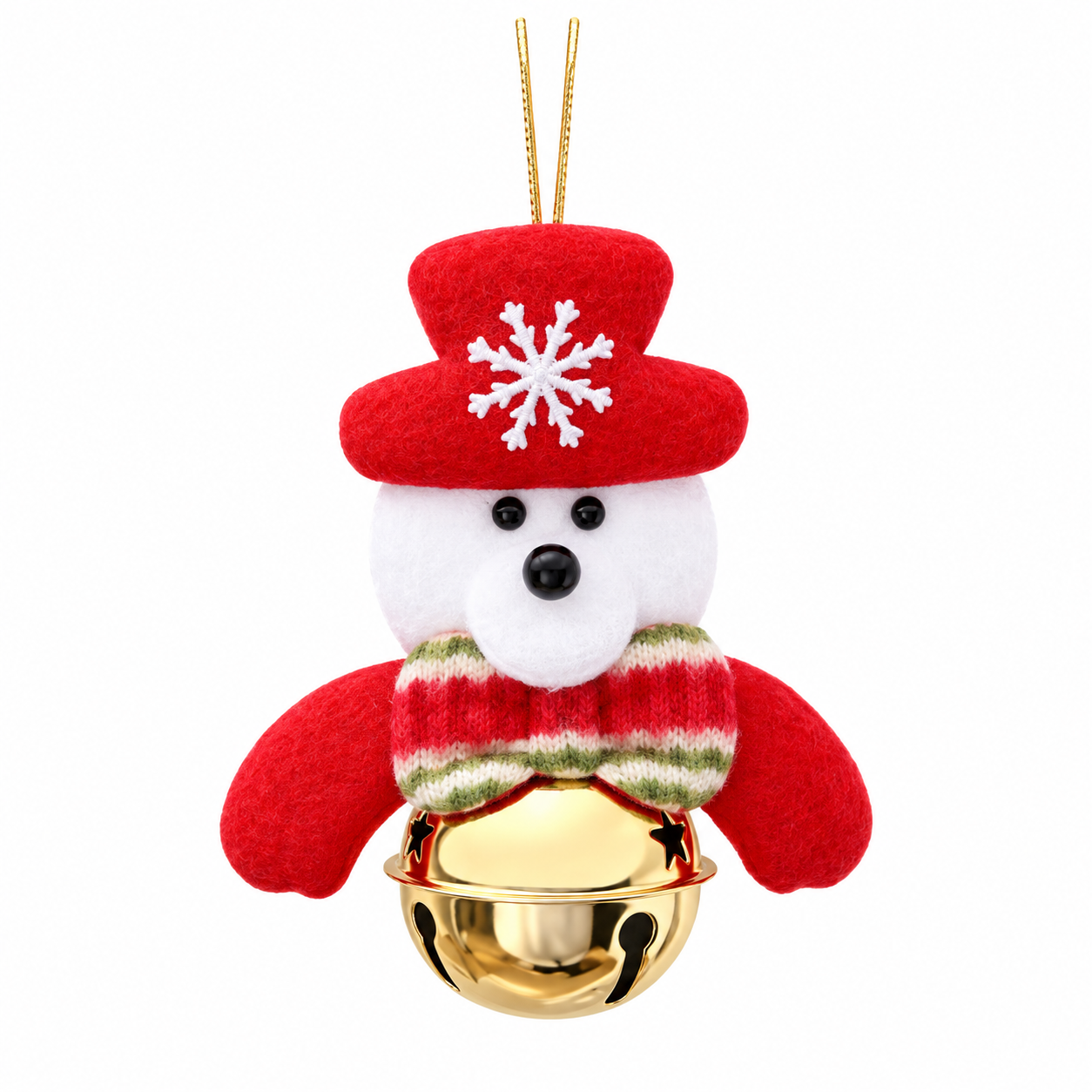 Christmas Santa Snowman Hanging Bell Ornament