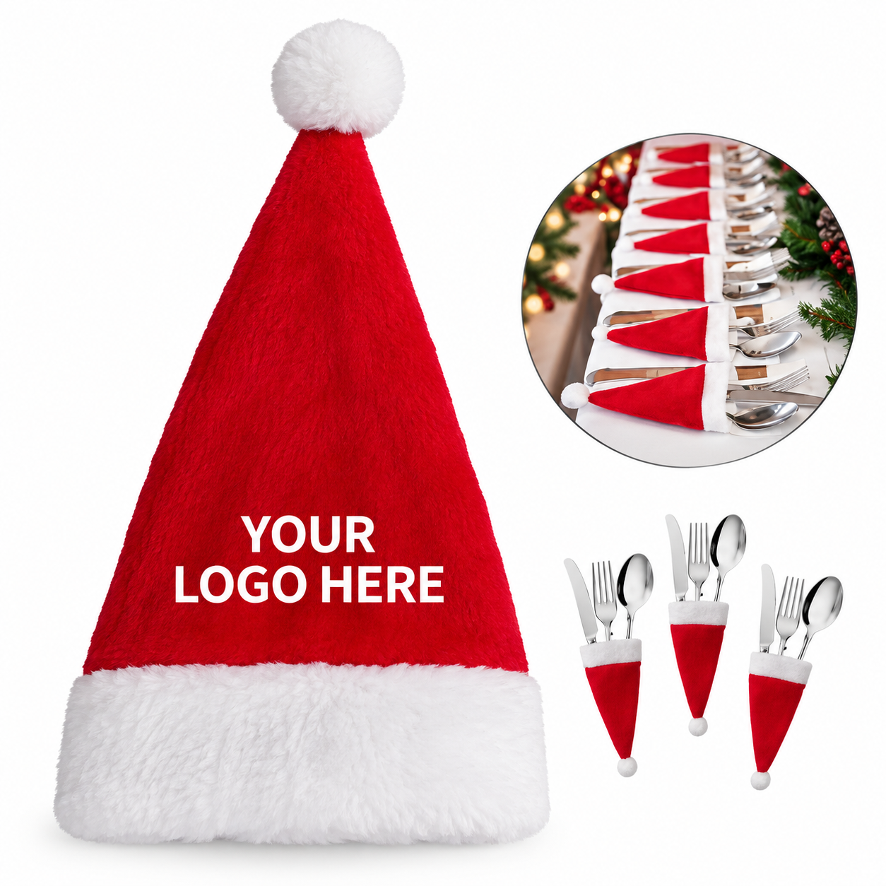 Christmas Table Cutlery and Bottle Sleeve Set