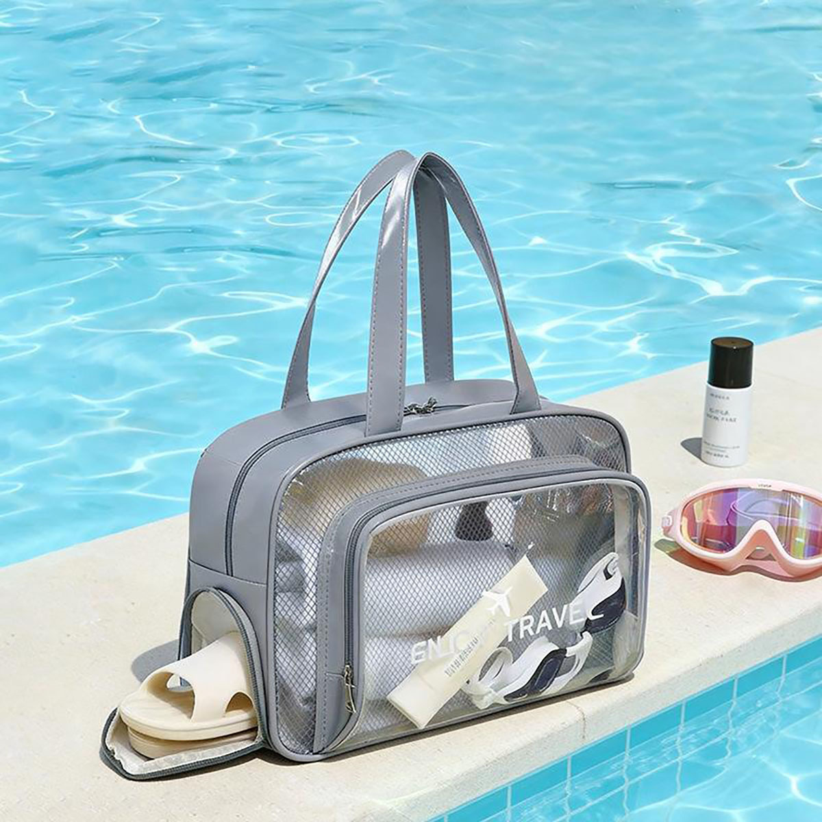 Clear PVC Toiletry Bag With Shoe Compartment