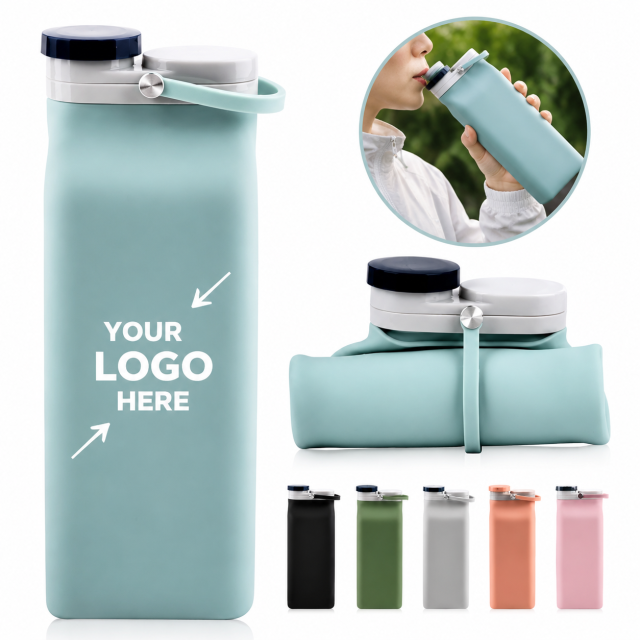 Collapsible Silicone Travel Water Bottle With Carry Ring