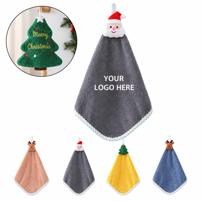 Coral Velvet Christmas Hanging Hand Towel