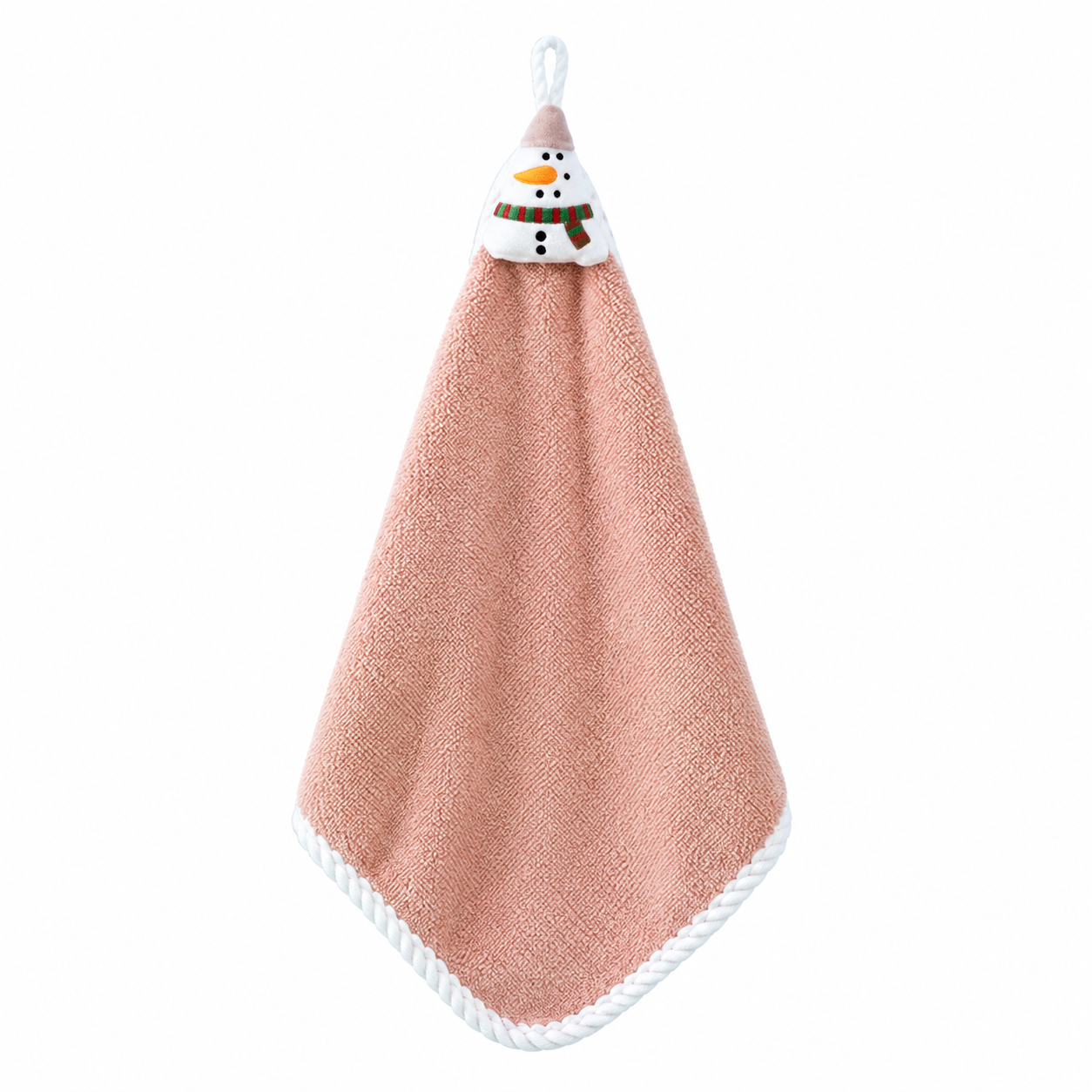Coral Velvet Christmas Hanging Hand Towel