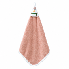 Coral Velvet Christmas Hanging Hand Towel