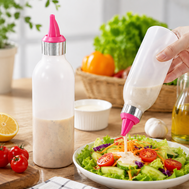 Curved Nozzle Salad Dressing Squeeze Bottle