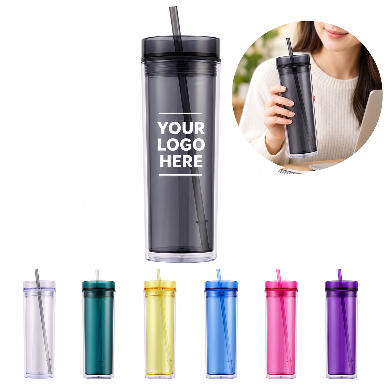 Double Wall PS Straw Tumbler