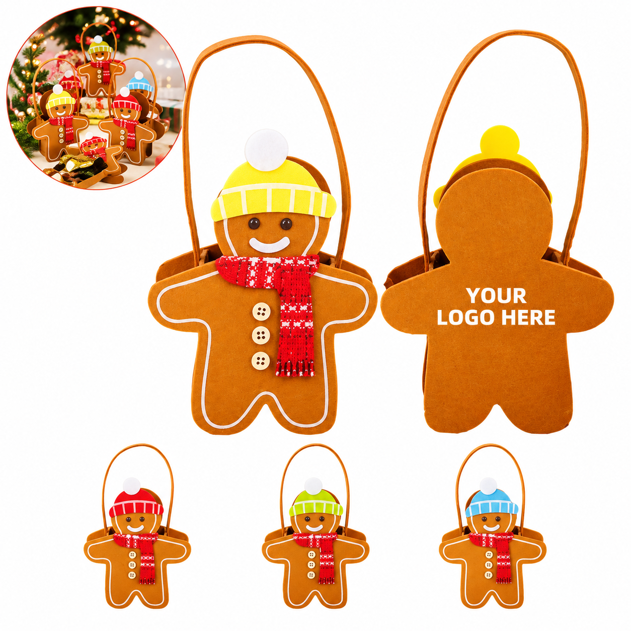 Felt Gingerbread Man Christmas Treat Bag