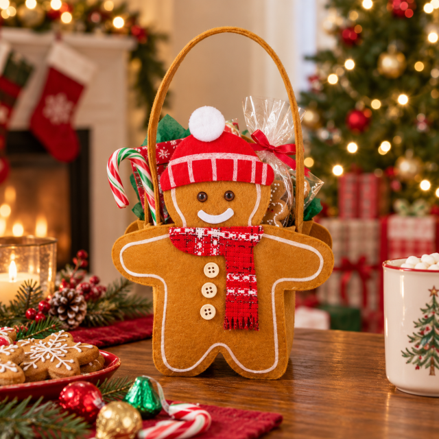 Felt Gingerbread Man Christmas Treat Bag