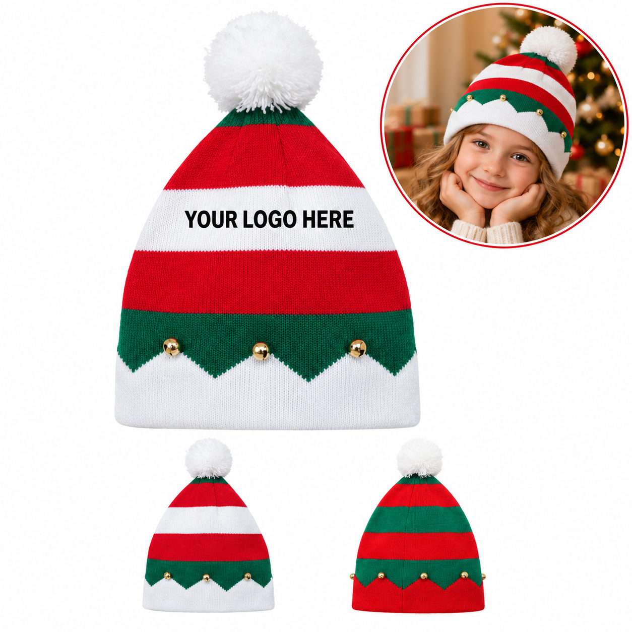 Festive Knit Jingle Bell Christmas Beanie