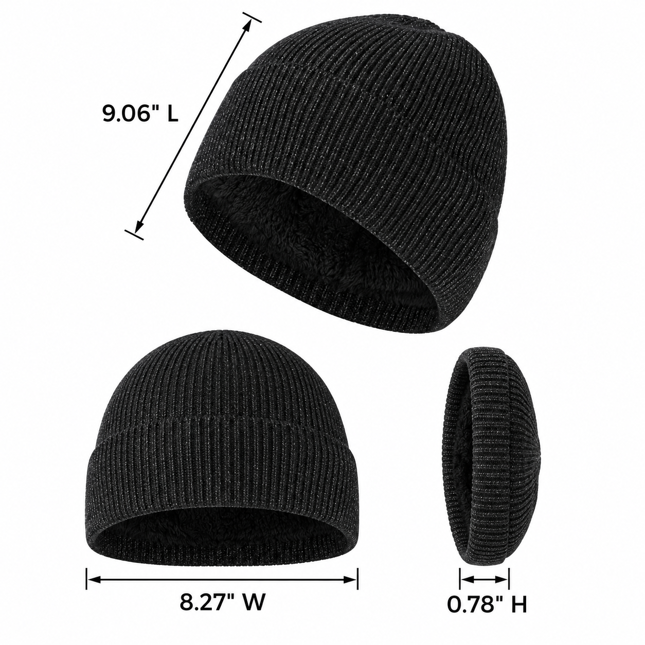 Fleece Lined Polyester Knit Beanie