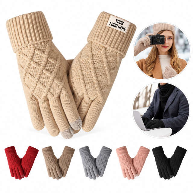 Fleece Lined Touchscreen Winter Knit Gloves