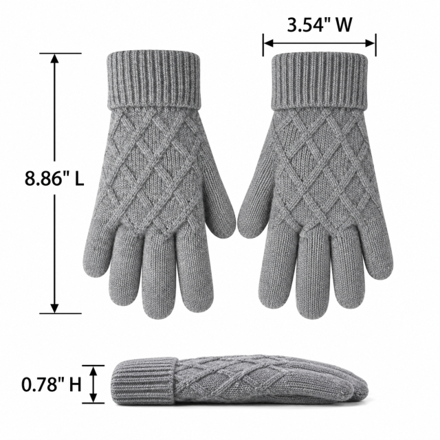 Fleece Lined Touchscreen Winter Knit Gloves