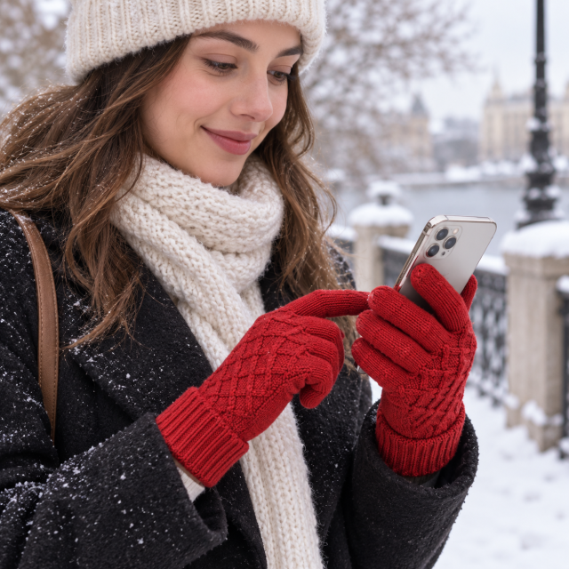 Fleece Lined Touchscreen Winter Knit Gloves