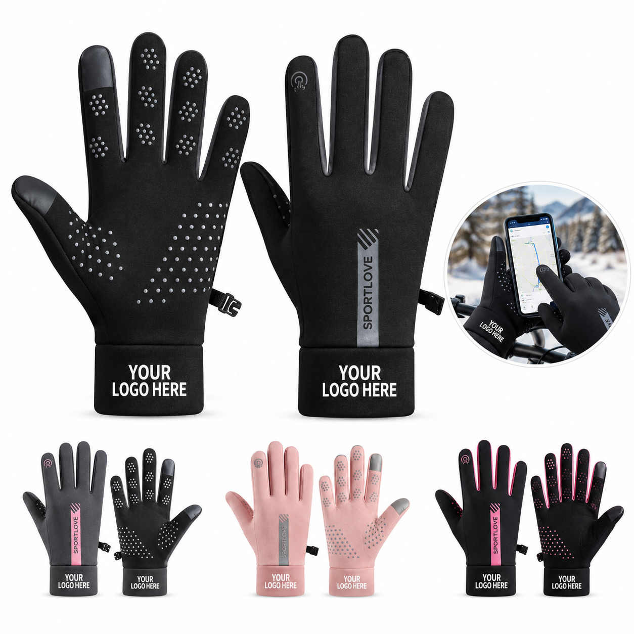 Fleece Lined Waterproof Touchscreen Sports Gloves