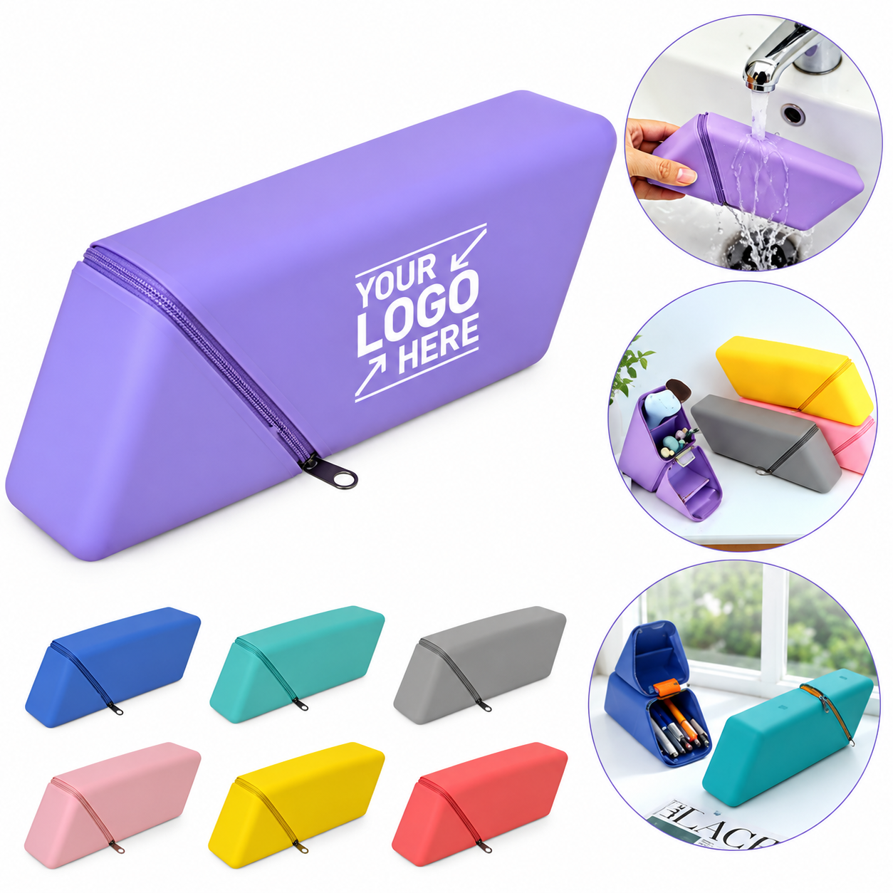 Foldable Silicone Pencil and Cosmetic Holder