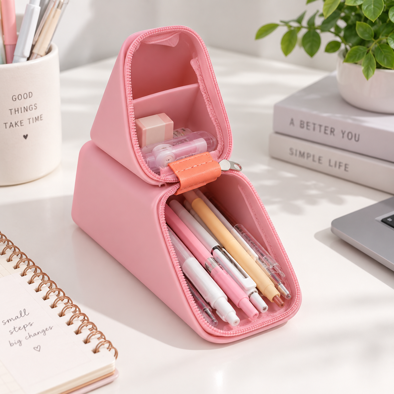 Foldable Silicone Pencil and Cosmetic Holder