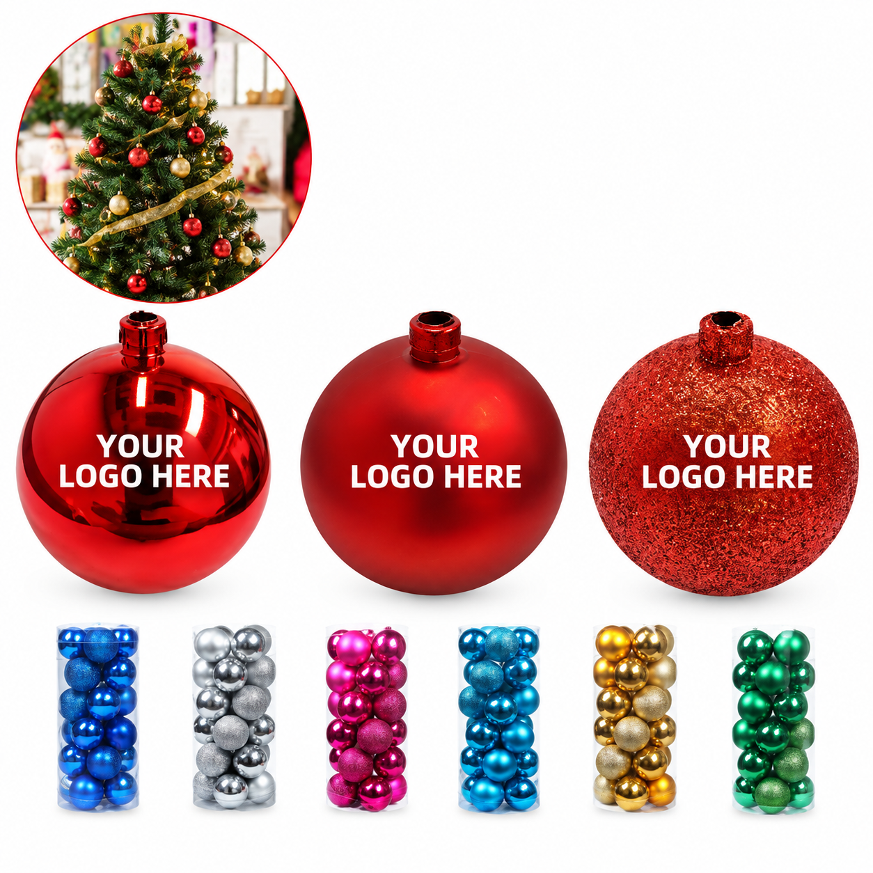Glossy Plastic Christmas Hanging Ball Ornament