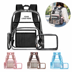 Heavy Duty Clear PVC Backpack With Pouch