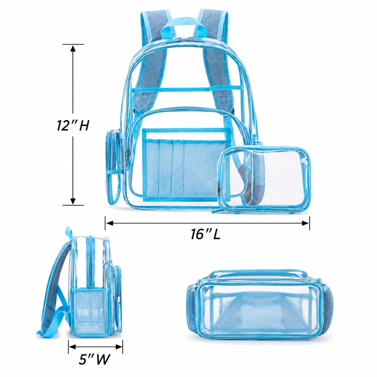 Heavy Duty Clear PVC Backpack With Pouch