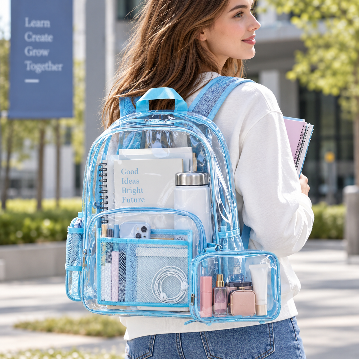 Heavy Duty Clear PVC Backpack With Pouch