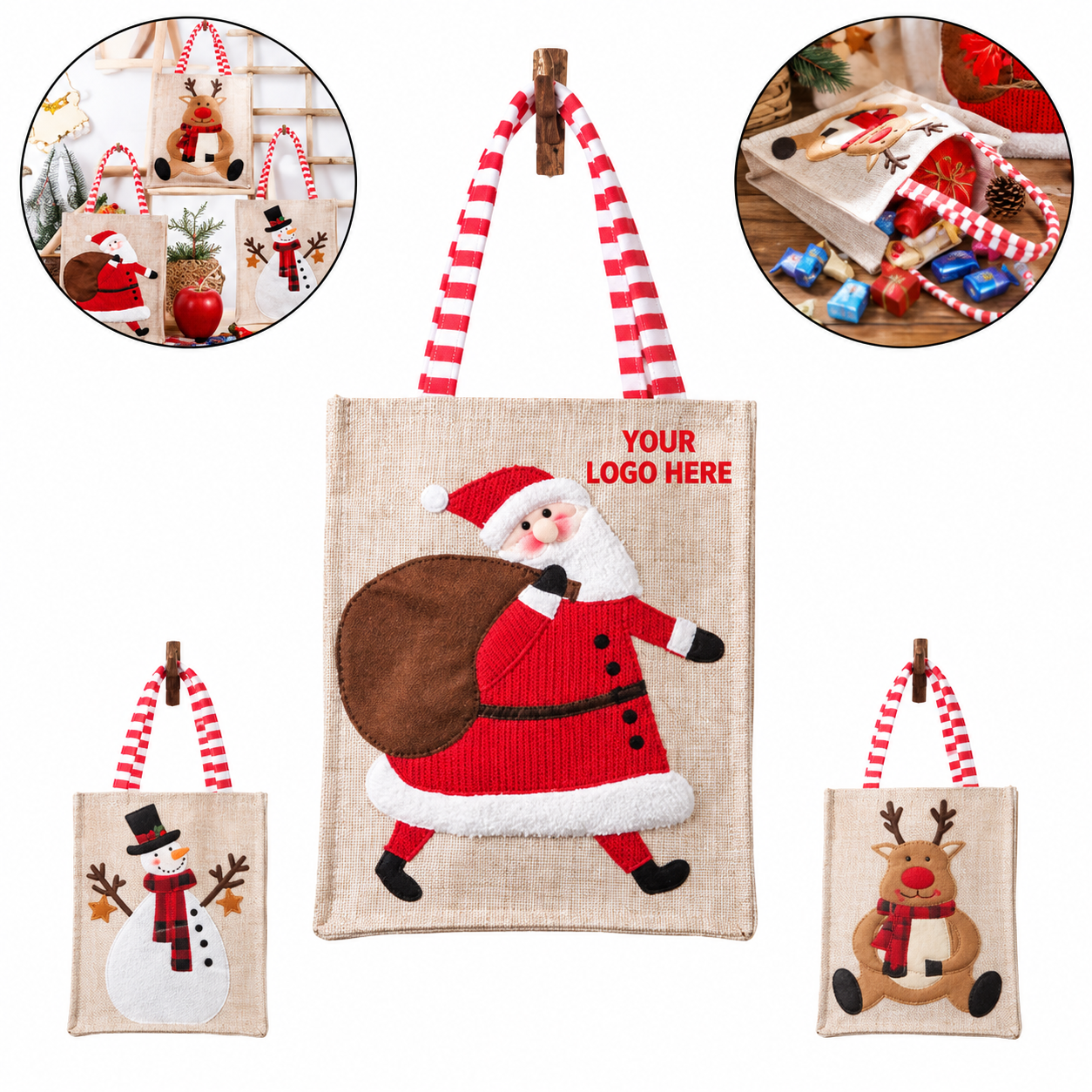 Jute Non Woven Christmas Gift Tote Bag
