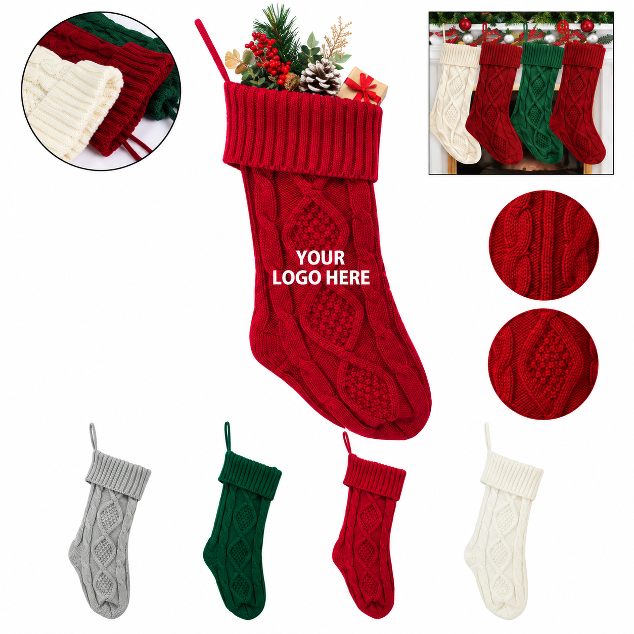 Knitted Christmas Stocking Gift Holder