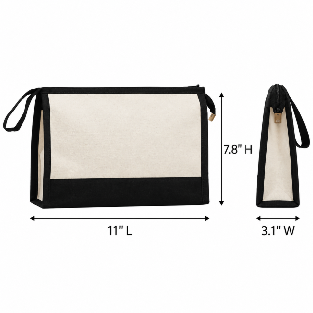 Laminated Canvas Zipper Cosmetic Pouch