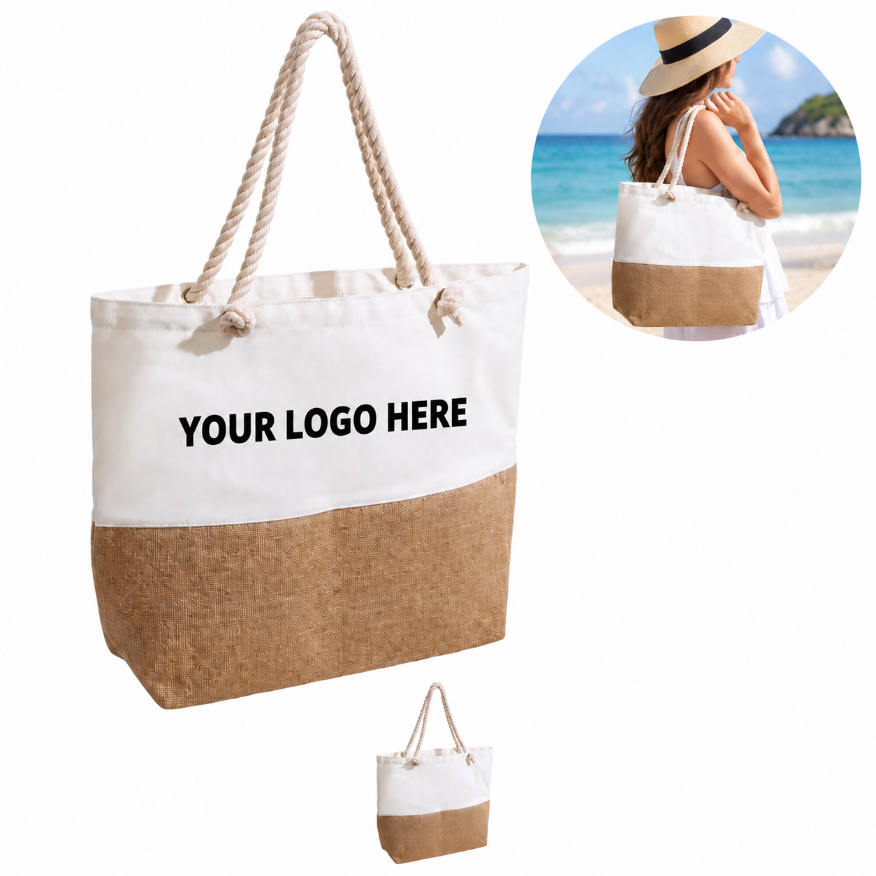 Laminated Canvas Zipper Travel Tote Bag