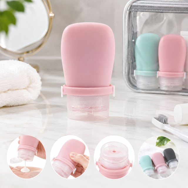 Leak-Resistant Silicone Travel Toiletry Dispenser Bottle